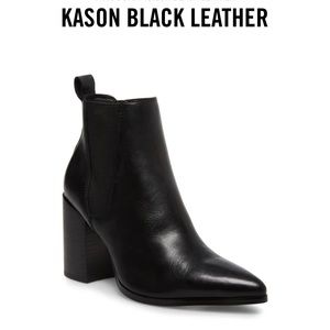 Kason Black Leather Boots Steve Madden